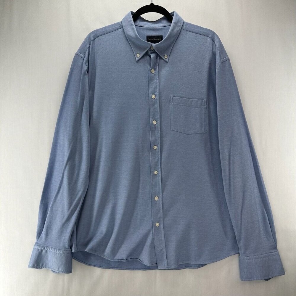 Scott Barber Shirt Mens Sz 2XL Button Down Long Sleeve Work Cotton Blue